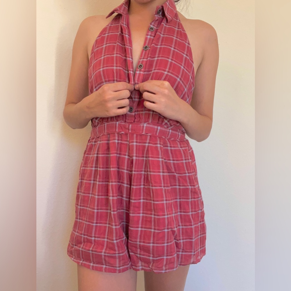 BACKLESS RED ROMPER